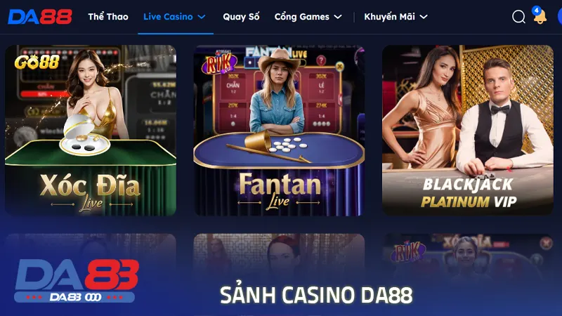 4 sản phẩm cá cược hot nhất tại sảnh casino nhà cái Da88